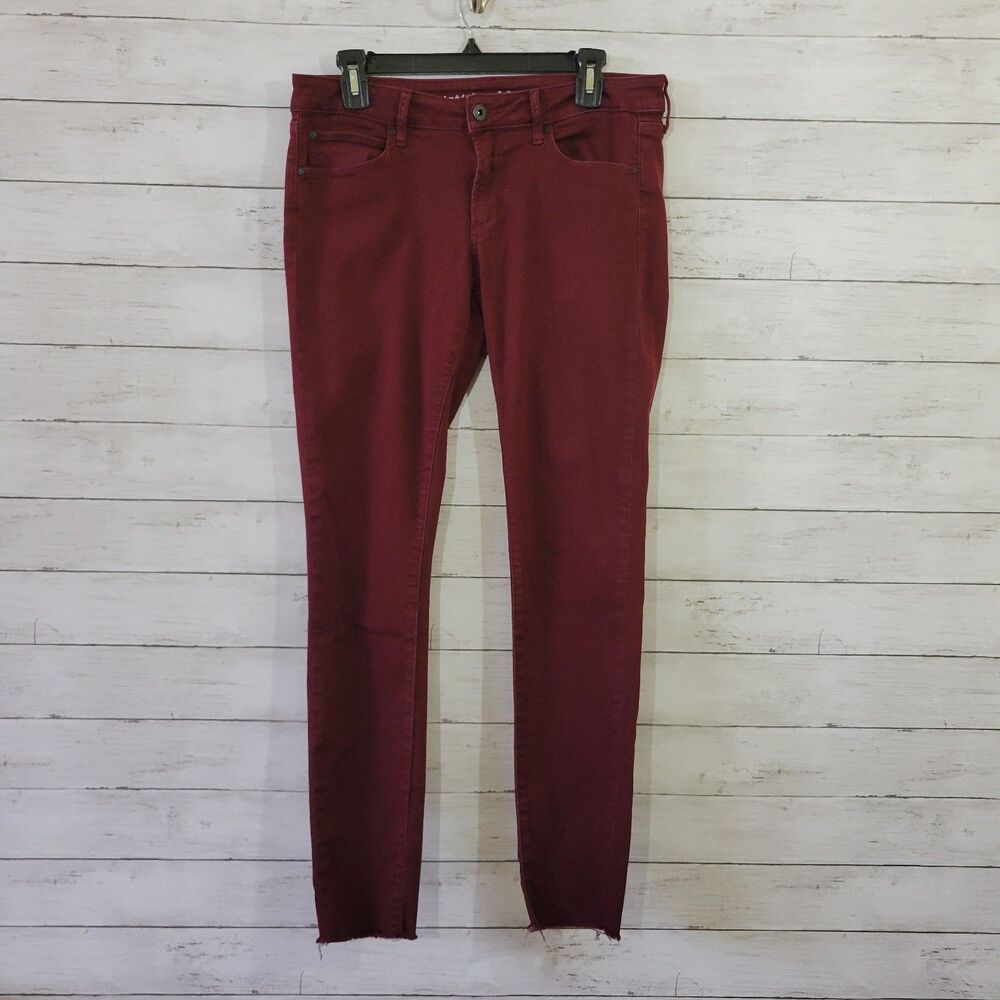 Articles of Society Jeans Womens Size 29 Red Skinny Fit Cranberry Color Raw‎ Hem